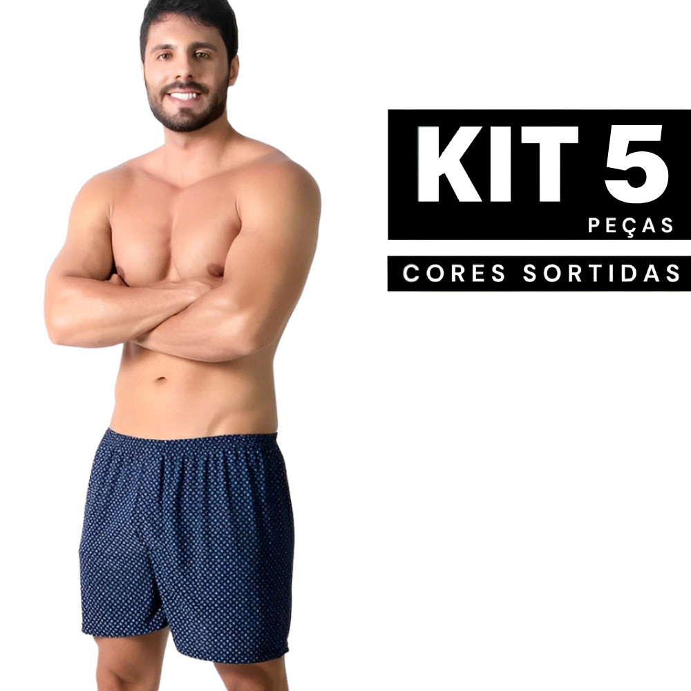 Kit 2 à 5 Samba Canção Estampado Masculino Confortável Grande Short de Dormir Fresco Confortável