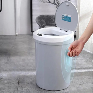 Lixeira Automática Redonda 12 Litros Com Sensor Infravermelho Cozinha Banheiro Inox Tampa Touch