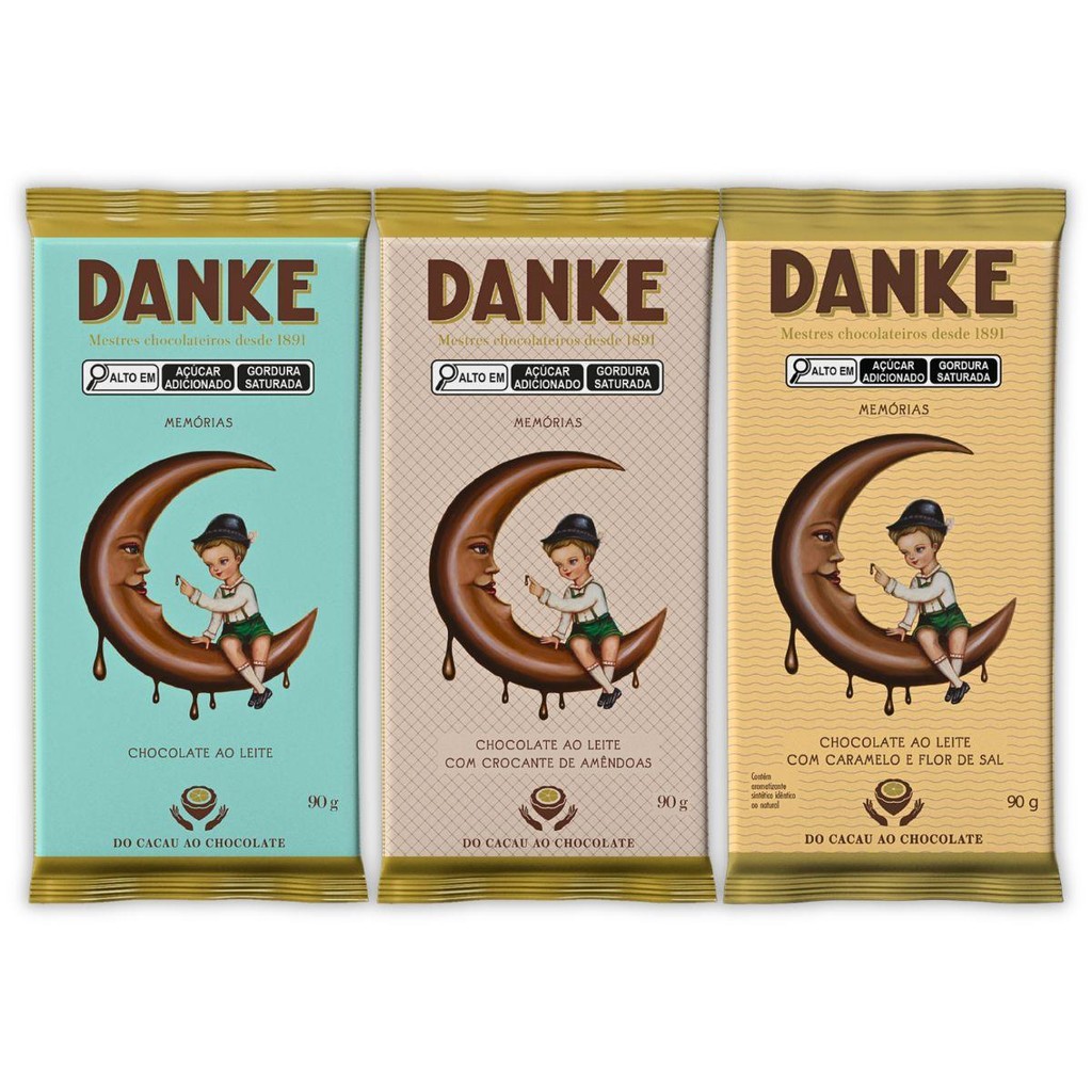Kit 3un Chocolate 90G Clássico, Amêndoas E Caramelo Danke em Oferta na Shopee