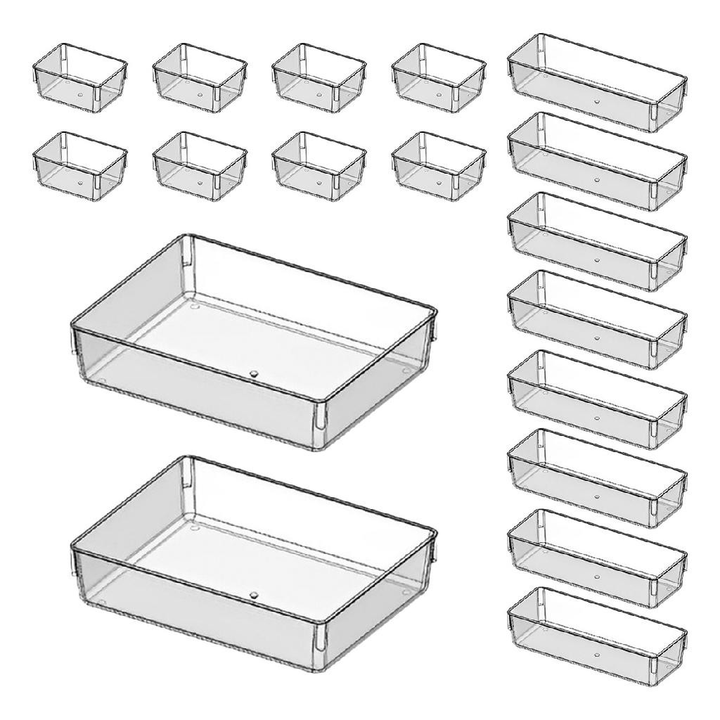 Kit 18 Organizadores Acrílico Cristal Modular Maquiagem