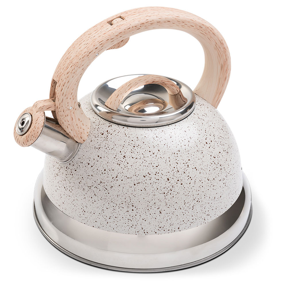 Chaleira Inox Apito Roma 2,7L Vanilla Fundo Indução Cabo Madeira Antitérmico Chá Café Água Brinox em Oferta na Shopee