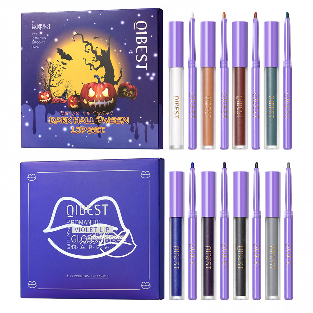 Conjunto De Delineador Labial E Batom | 4 Batons Líquidos Foscos , 4 Liso À Prova D'água Presente De Maquiagem De Longa