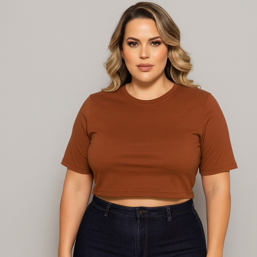 Blusa Curta Top Feminino Blusinha Soltinha Cropped Soltinho Cropped Oversized Plus Size Camiseta Boyfriend