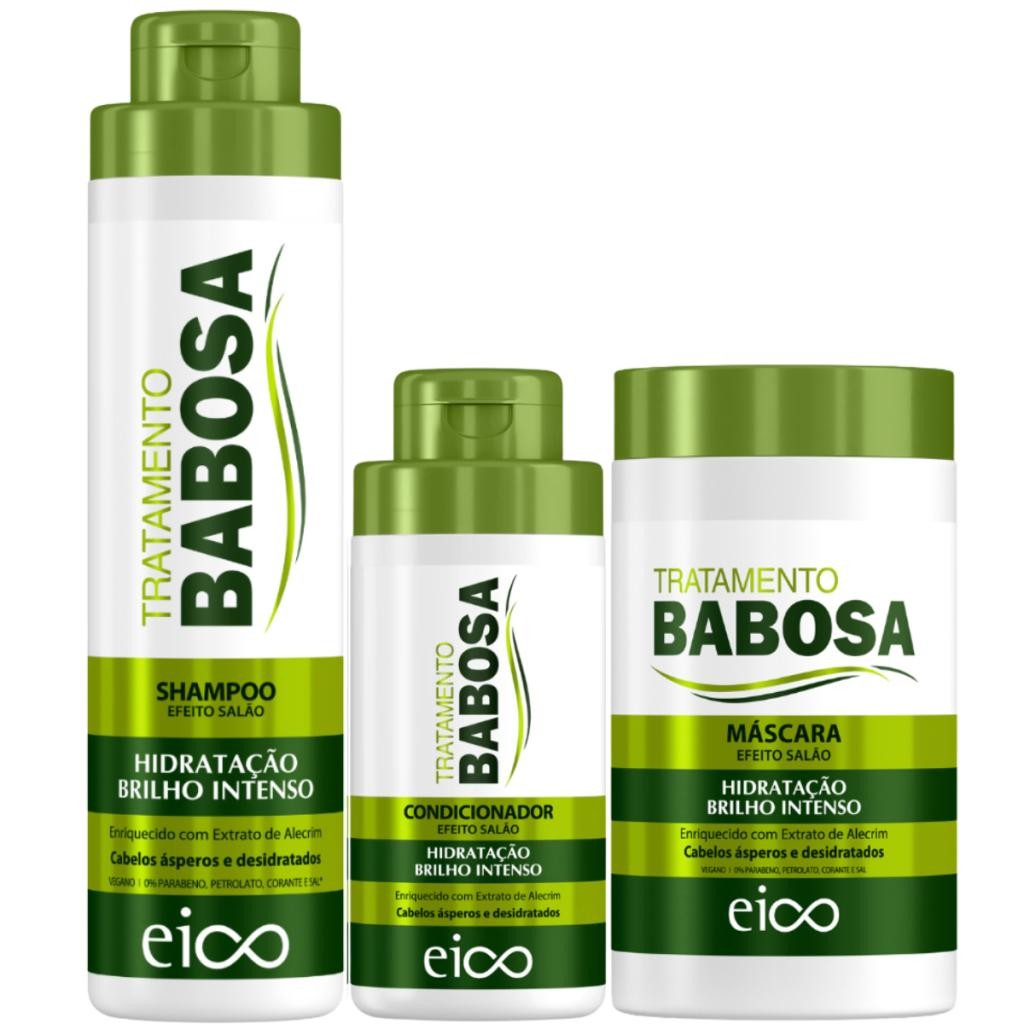 Kit Eico Babosa Shampoo 800ml Condicionador 450ml Máscara Tratamento Creme 1Kg em Oferta na Shopee