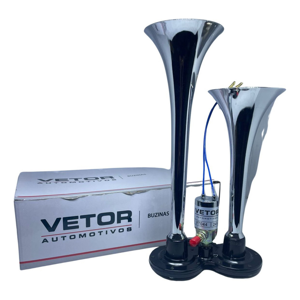 Buzina A Ar 2 Dupla Cromada Caminhão 24v Marítima em Oferta na Shopee