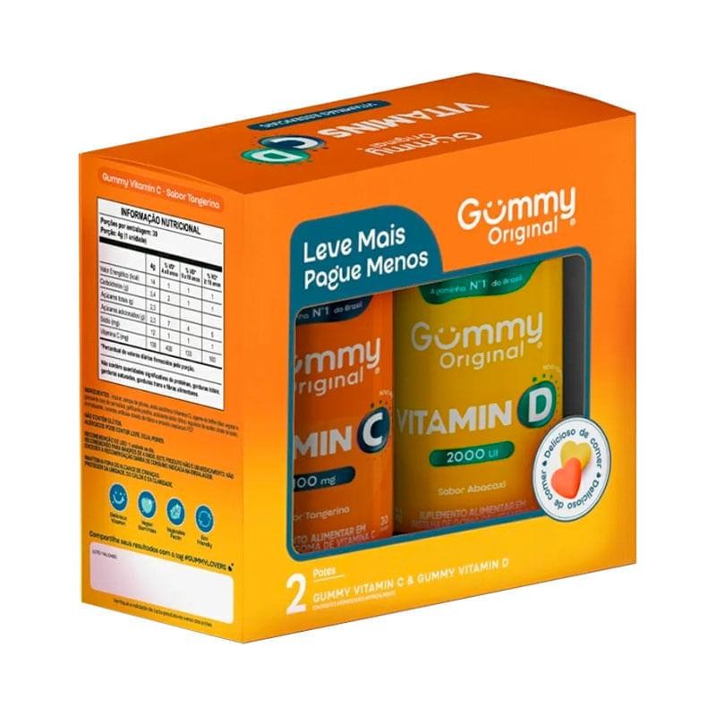 Kit Gummy Hair Vitamin D Abacaxi + C Tangerina 60 Unid em Oferta na Shopee