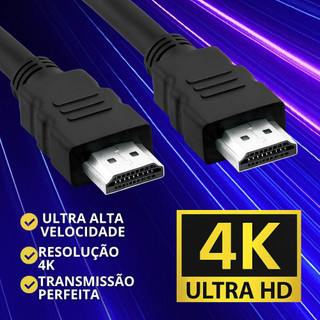 Cabo HDMI 1 Metro 4K Ultra HD Alta Velocidade Compatível com TV PC Notebook e Projetores