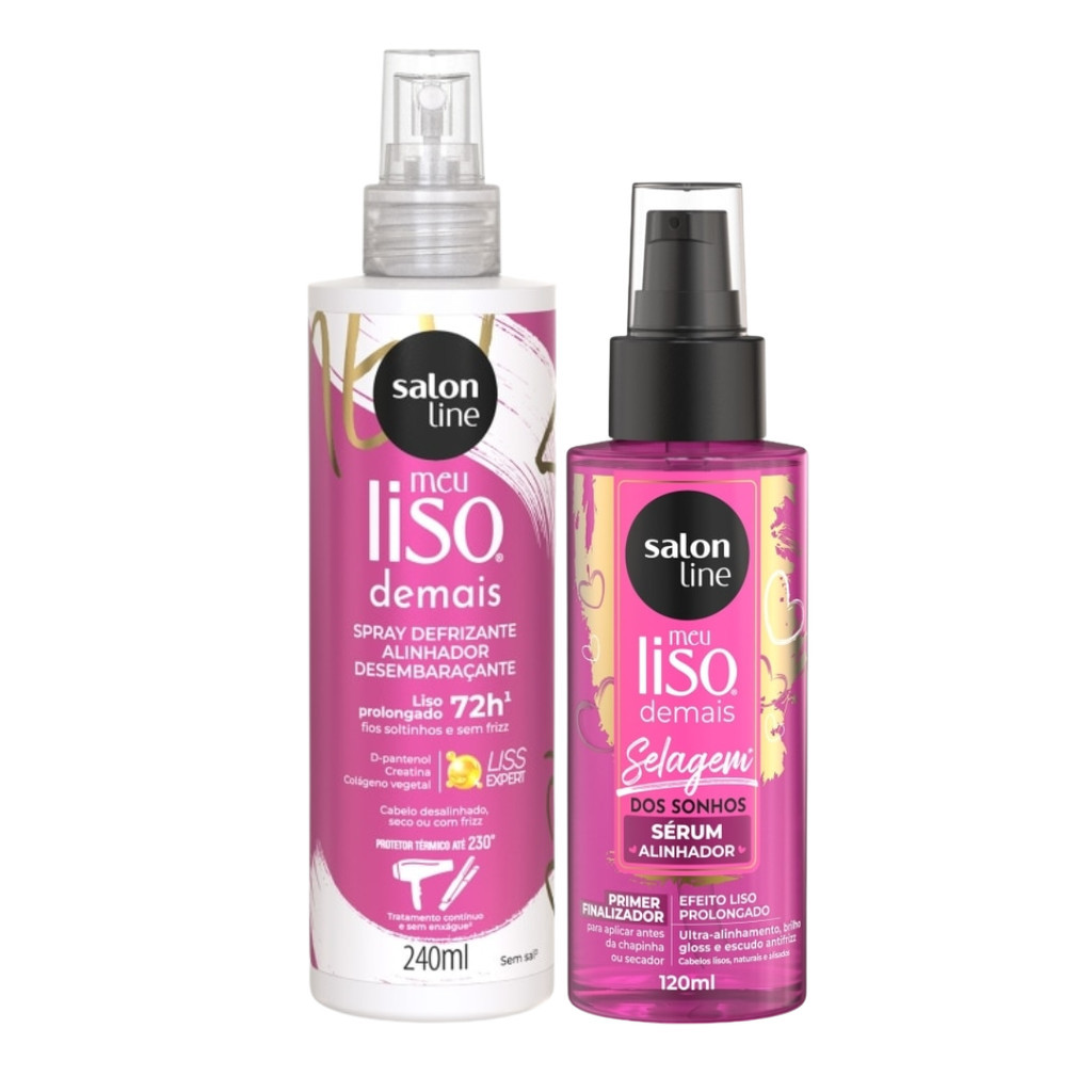 Liso com Movimento: Spray Defrizante 240ml e Óleo Sérum Selagem dos Sonhos Salon Line