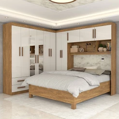 Guarda-Roupa Casal Modulado com Cama Belgrado 11 Portas 6 Gavetas com Espelho - Panorama Móveis