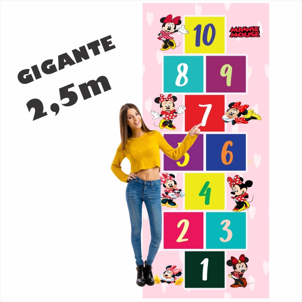 Lindo Tapete Jogo da Amarelinha Infantil Em Lona Grande Minnie Vermelha, Presente Aniversário Meninas, Natal, Dia das Cr