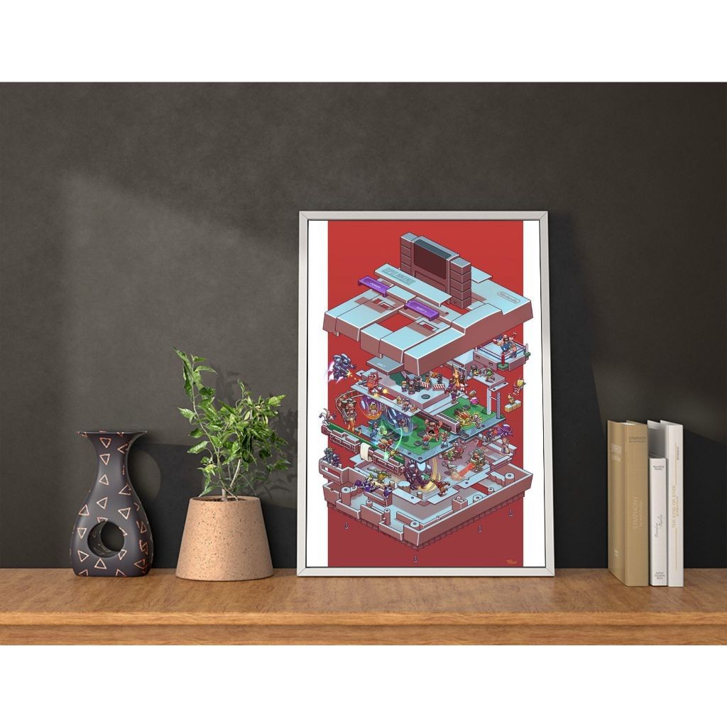 Quadro Placa decorativa geek Console Game Arte Poster Super nintendo colorido