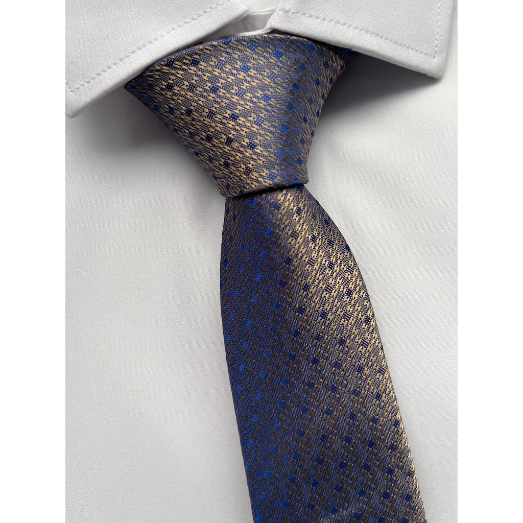 Gravata Slim Marrom e Azul Furta Cor - 1200 Fios em Oferta na Shopee