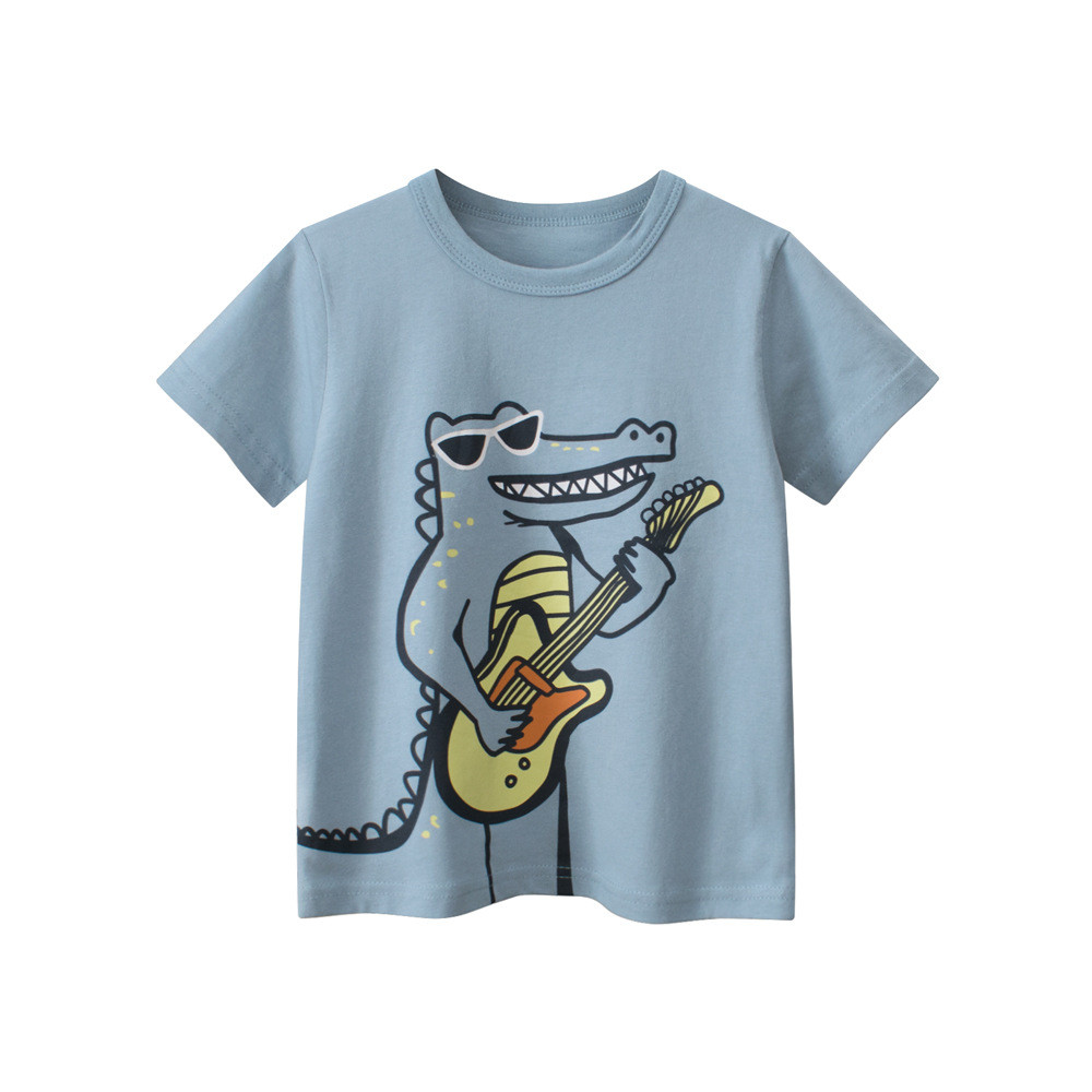 27 crianças puro algodão roupas de verão crianças camiseta de manga curta dos desenhos animados crocodilo versão coreana