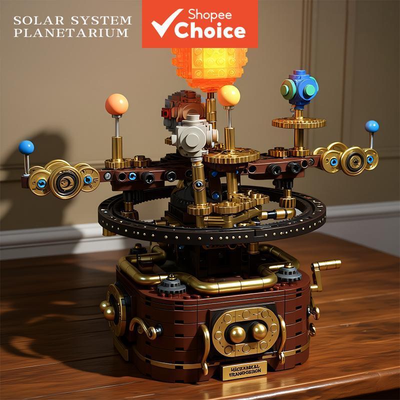 Conjunto de Planetas em Rotação do Sistema Solar, Blocos de Construção Educativos com Engrenagens Intertravadas,