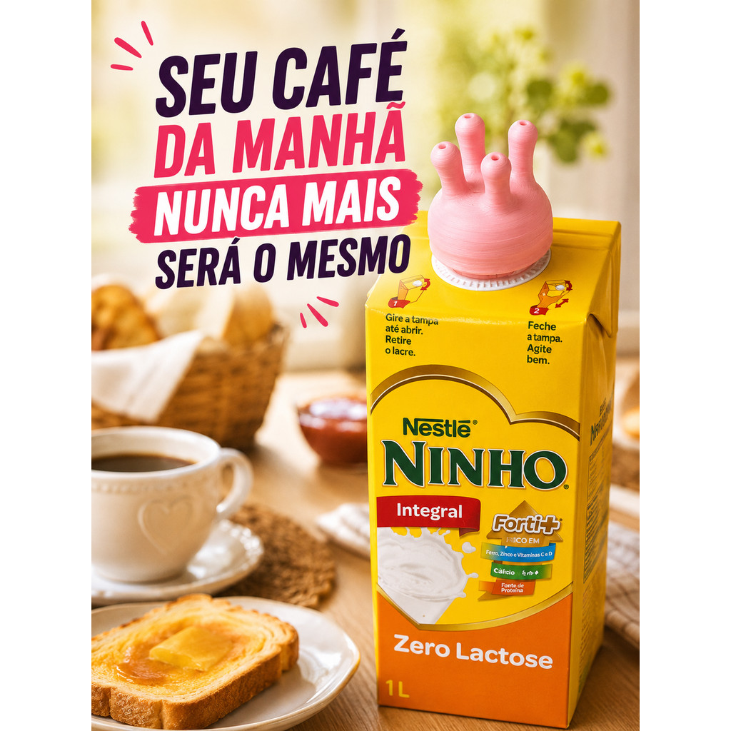 Tampa Teta de Vaca Achadinho Viral para Caixinha de Leite Rosca Grande Rosa Presente Divertido