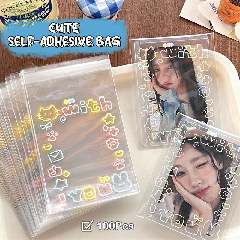 NEEW 100 Pçs Dos Desenhos Animados Graffiti Gatinho Sacos Autoadesivos Doces Comida Paaging Cartão Presente Saco Pequeno