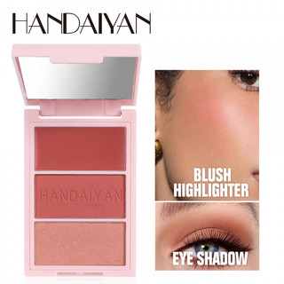 Handaiyan Paleta de Blush de contorno de alto brilho iluminando rosto olho nariz multifuncional três cores tudo-