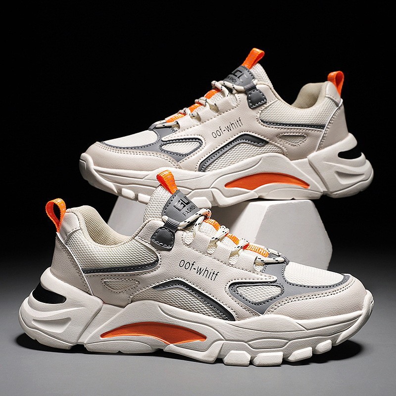 Sapatos masculinos novo estilo sapatos esportivos masculinos baixo-Top contraste cor papai sapatos respirável versão co