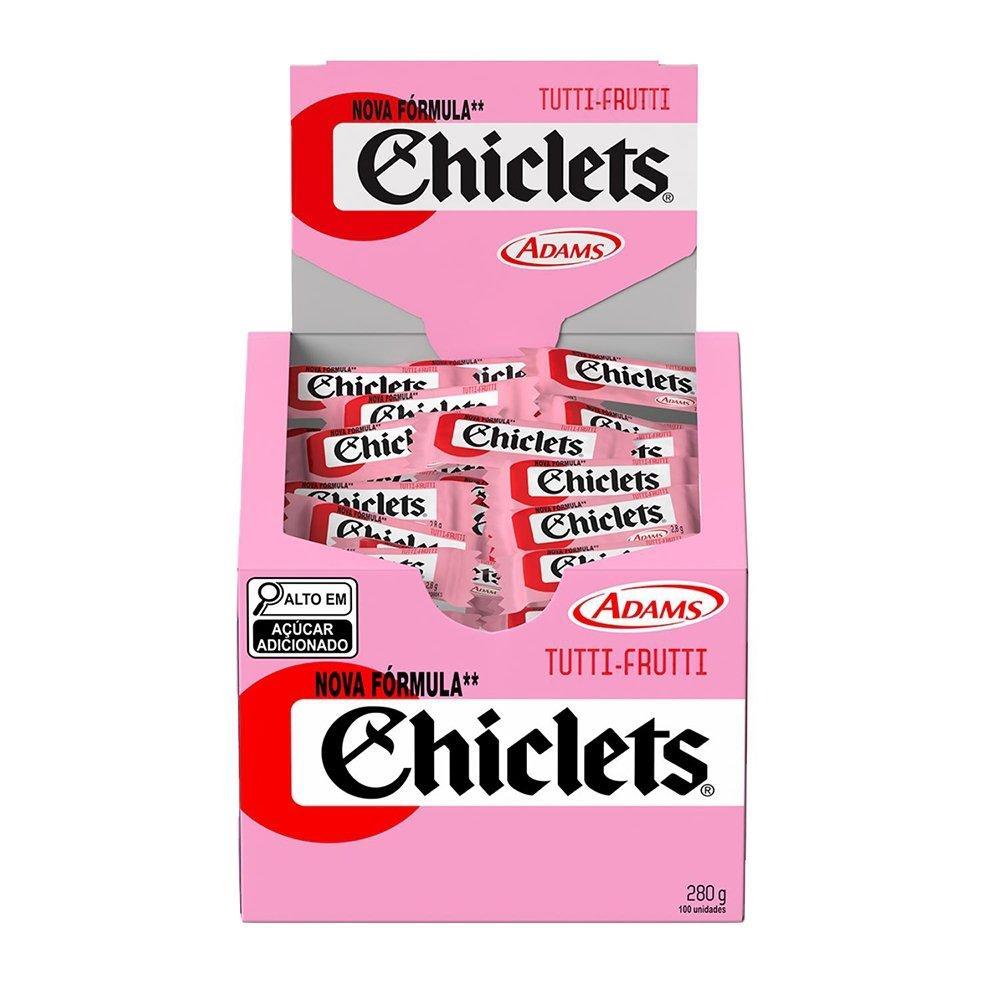 Goma de Mascar Trident  Chiclets Tutti Frutti 2,8g Display com 100 Unidades