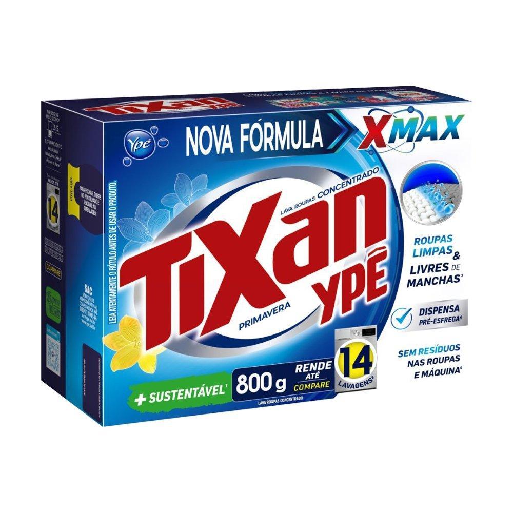 Sabão em Pó Tixan Ypê Concentrado Primavera Cartucho 800g - Embalagem com 24 Unidades