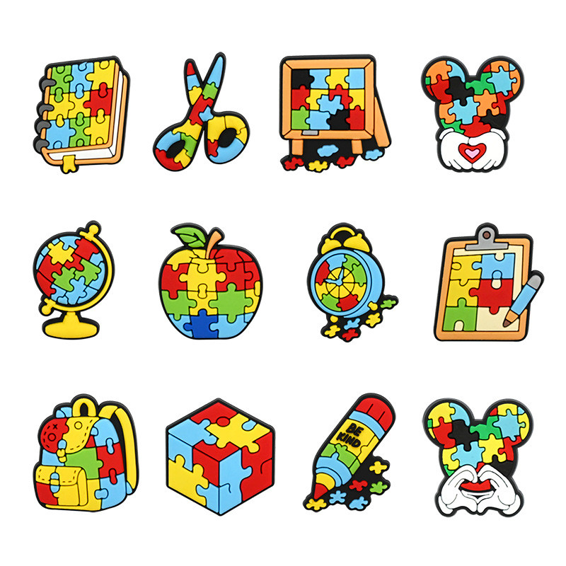 BLJE PVC Sapato Encantos Acessórios Autismo Decoração Dos Desenhos Animados Fivelas Para Tamanco Sandálias Pino Presente