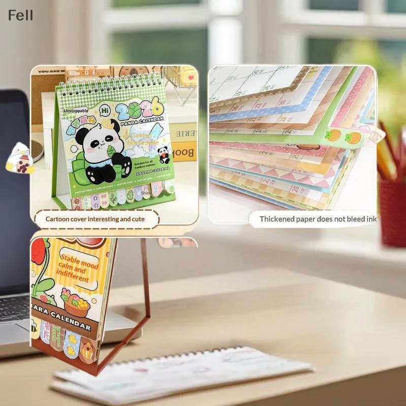 [Fel] Bobina Portátil 2026 Calendário De Mesa Capivara/Panda Decoração Mini Planejador De Programação Material Escolar D