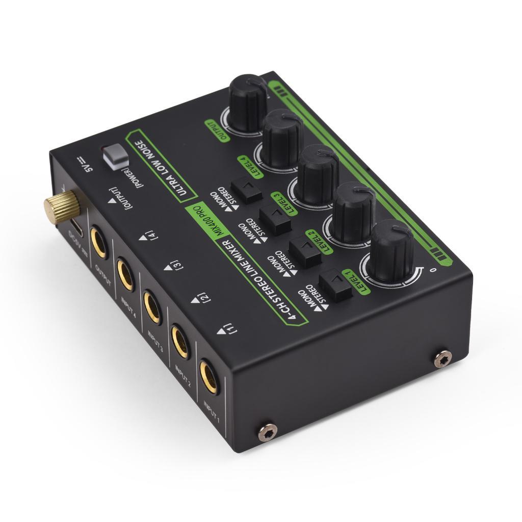 photop-BR Btuty Mini Mixer de áudio Comutação mono estéreo de 4 canais 6,35 mm TRS / TS Entrada Tipo-C DC 5V