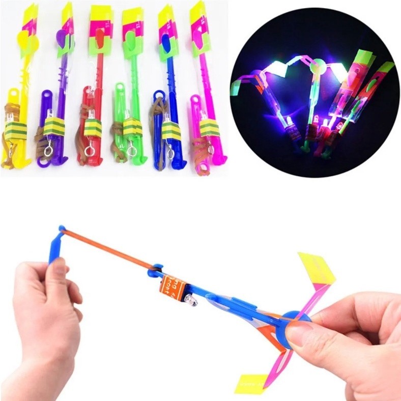 Avatar Voador Rotativo Helicóptero Led Foguete Lançador Estilingue Luminoso Brinquedo
