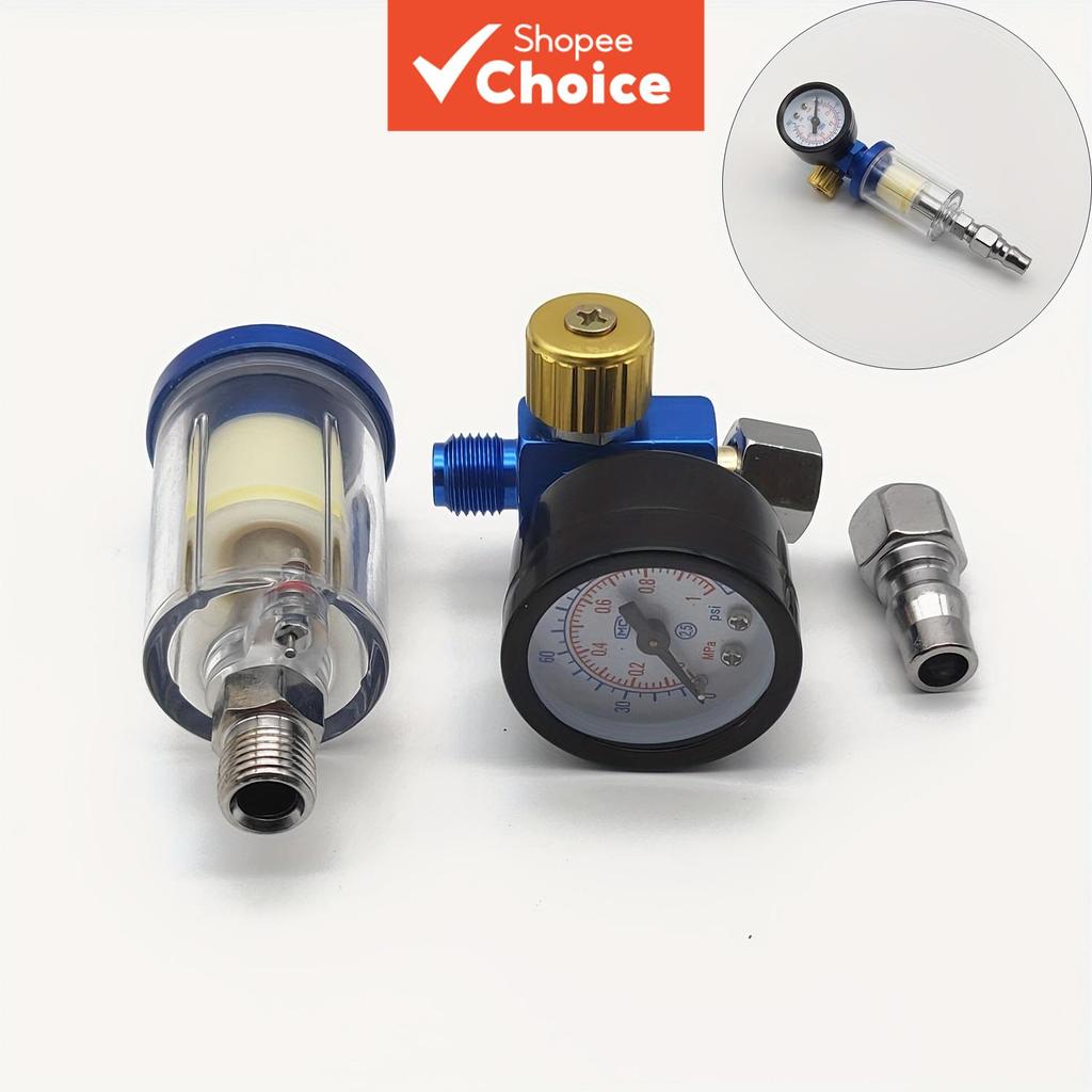 Regulador de Pressão de Aerógrafo com Filtro de Umidade In-Line, Válvula de Controle de Ar 1/8 BSP & Armadilha de Água