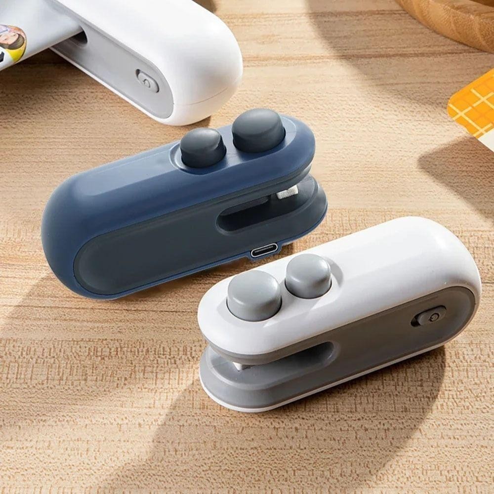 Mini Selador de Saco Portátil 2 em 1 Recarregável USB com Ímã – Seladora de Embalagens Plásticas para Cozinha, Snacks