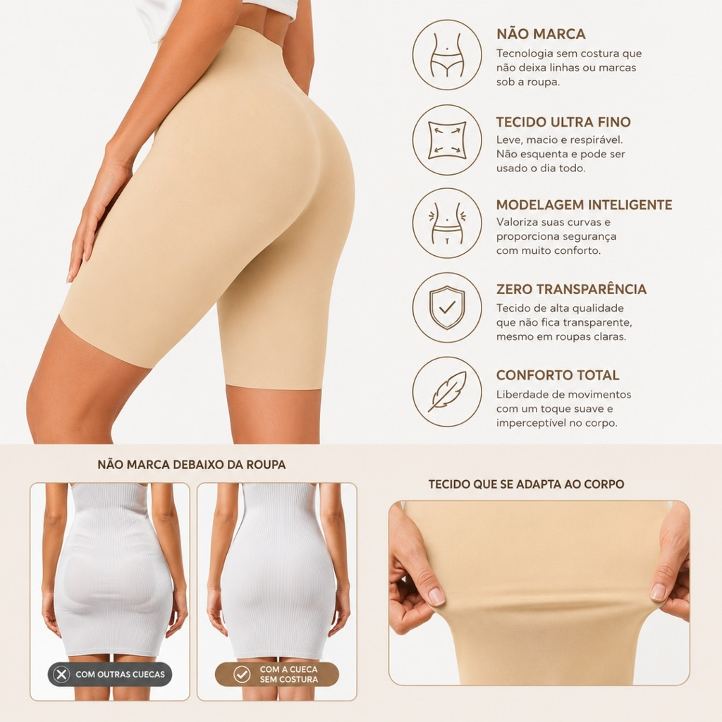 Short 2° Pele Premium Short Segunda Pele Sem Costura Feminino — imagem 2 de 2