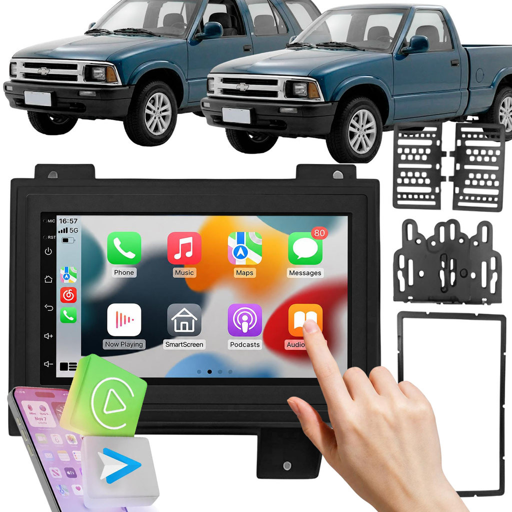 Central Multimídia MP5 7 Polegadas 2GB 32GB GM S10 Blazer 2 Din Moldura Bluetooth Espelhamento