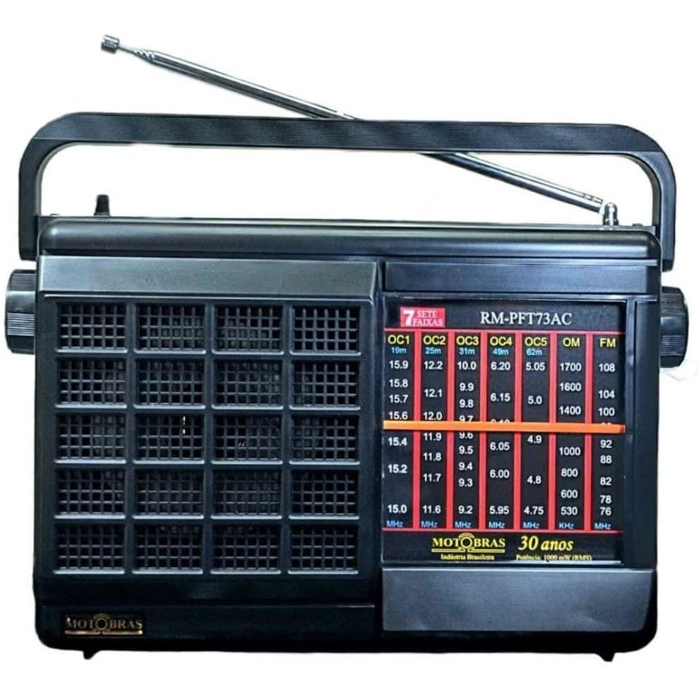 Rádio Portátil 7 Faixas AM/FM/OC Preto RM PFT 73AC - MotoBras