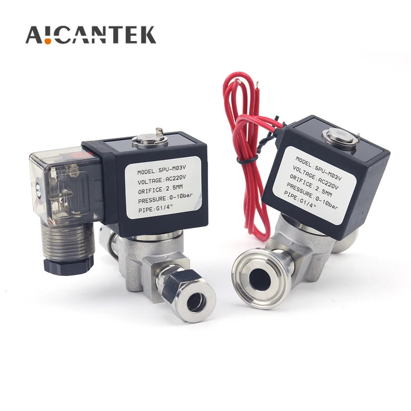 Válvula Solenoide Elétrica de 2 Vias, Normalmente Fechada, Corpo em Aço Inoxidável SS304, Pneumática para Água, Óleo, Ar