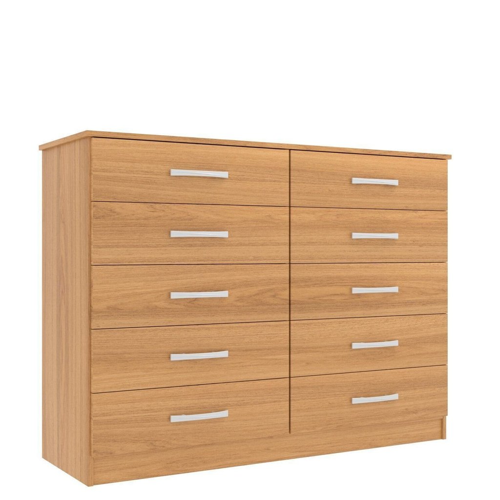 Cômoda para Quarto 10 Gavetas Marbela Amarelo/Cinnamomo Cinamomo