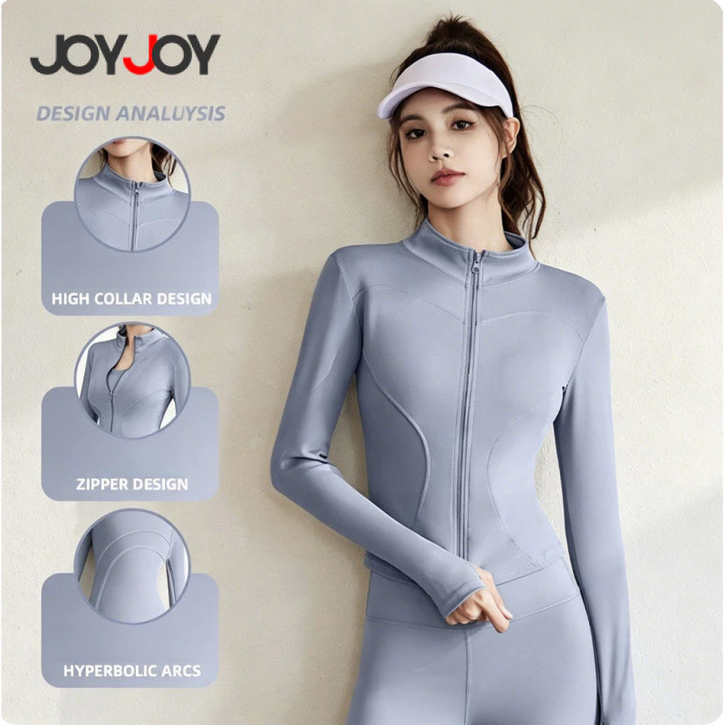 Esportiva Feminina com Zíper – Camisa de Yoga, Fitness, Treinamento, Corrida, Casaco Quente, Top de Manga Longa