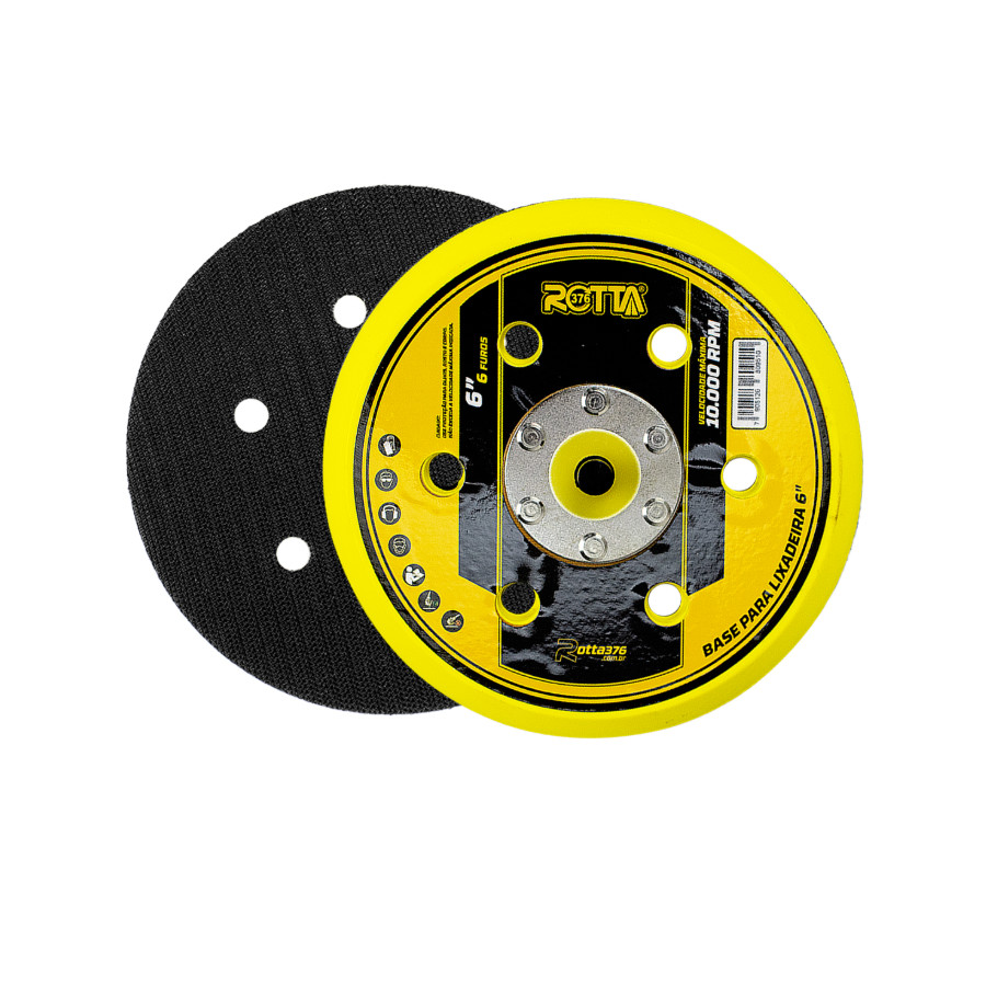 Disco Base 6 Pol. 150mm Velcrado Para Lixadeira Orbital Hookit com Furos