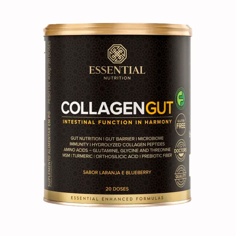 Collagen Gut Essential Nutrition Sabor Laranja e Blueberry 400g