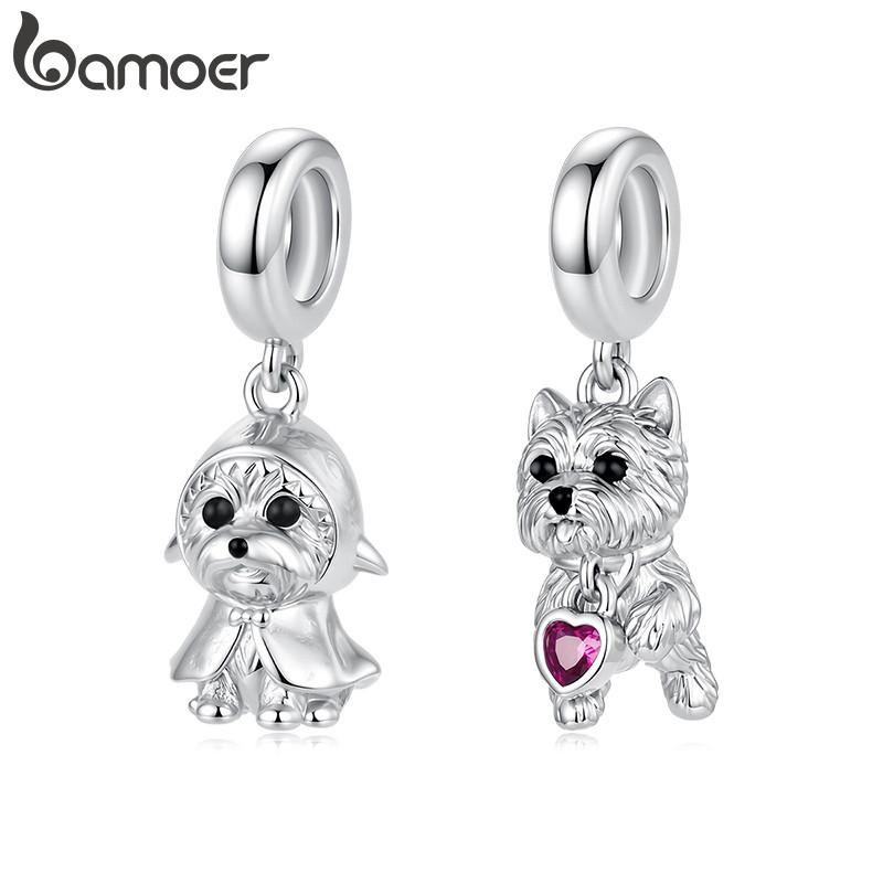 Bamoer Charms Pingente Westie Acessórios Pulseira DIY Para Presente Feminino