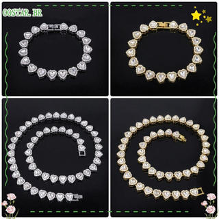 OOSTAR 1 Peça Colar De Strass , Pulseira De Corrente De Coração Brilhante Em Forma , Joias De Festa De Rock De Liga De M