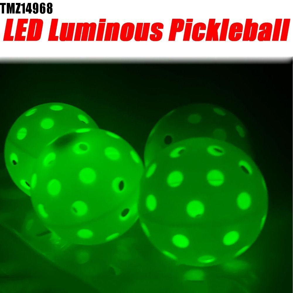 Bola De Pickleball Luminosa TMZ14968 , Durável 40 Furos LED Acende , Alimentado Por Bateria