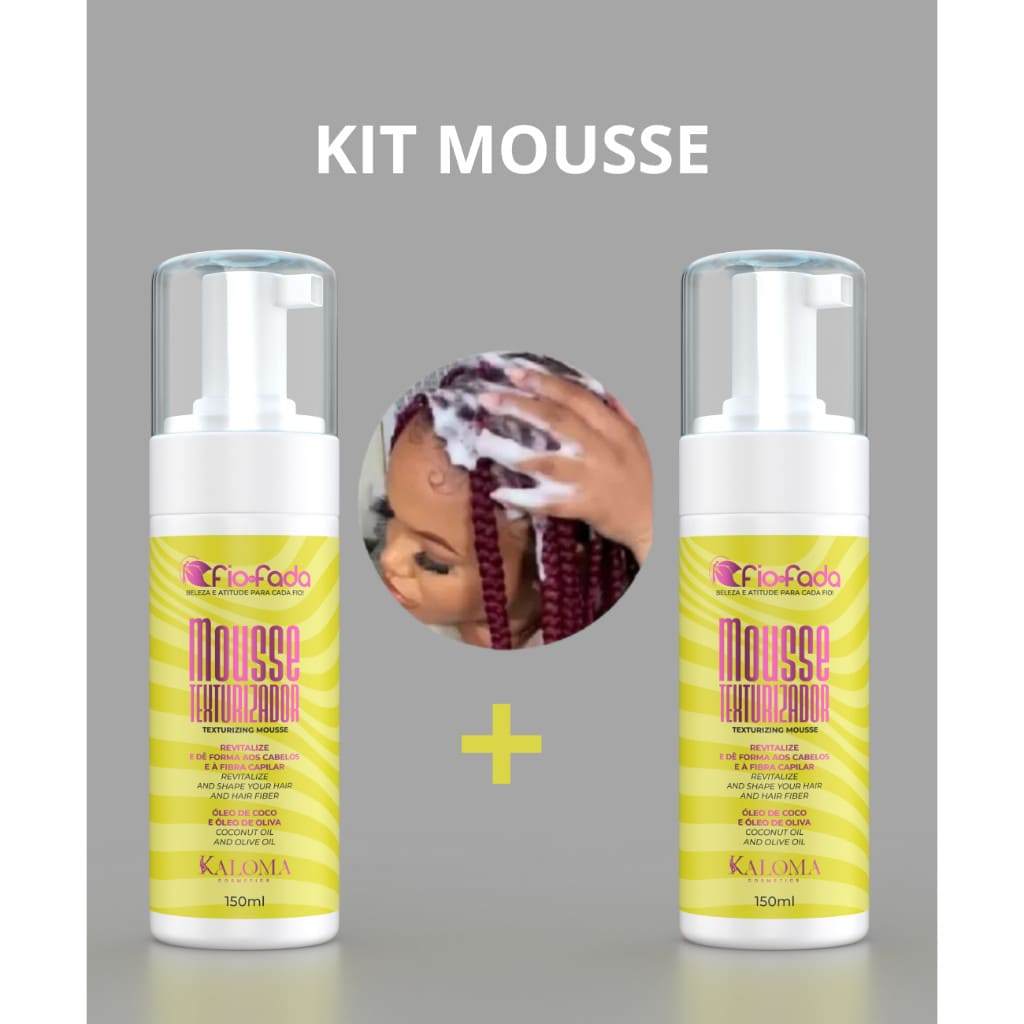 kit com 2 mousses texturizador / espuma Para Cabelos e Texturizador Fibras Fio De Fada 150ml