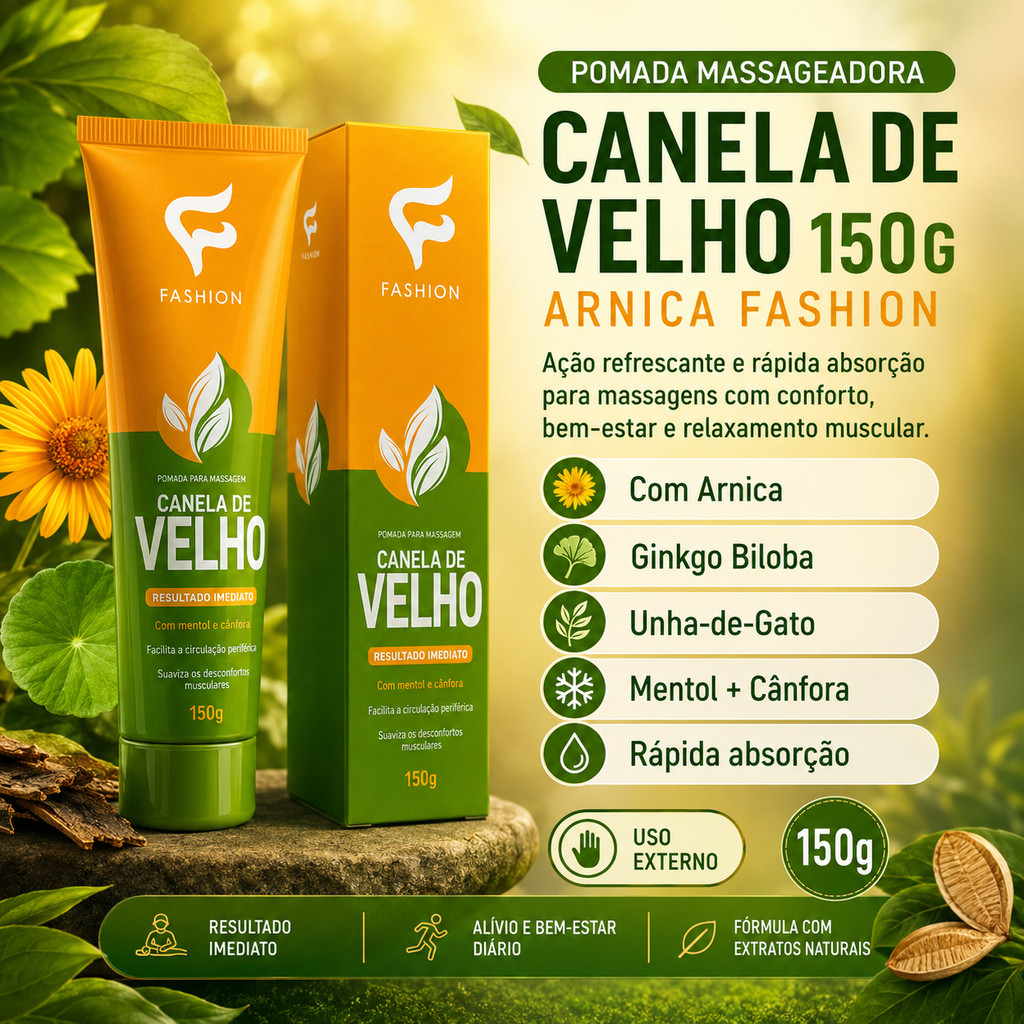 Pomada Massageadora Canela de Velho 150g Arnica Fashion