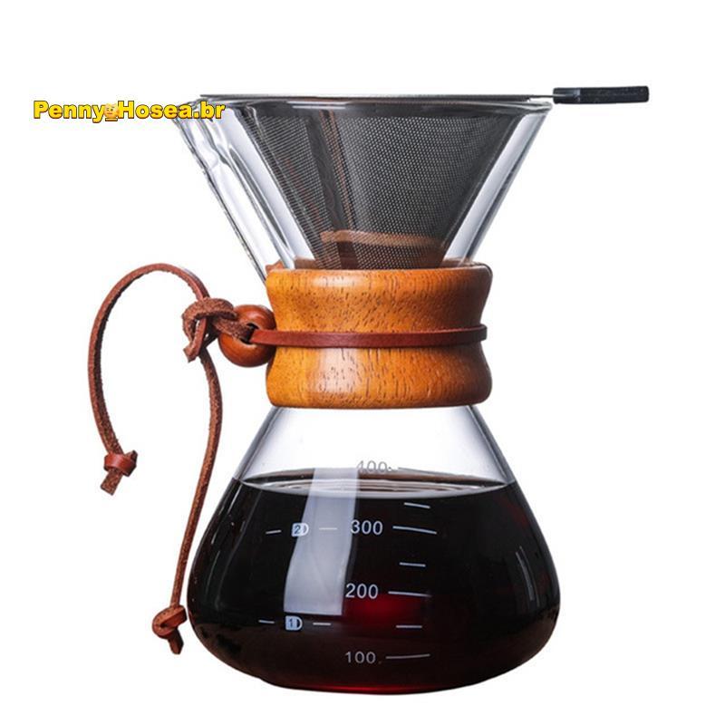 [Vendas Quentes P] Vidro Reutilizável Despeje Sobre Cafeteira Gotejador Conjunto De Servir Com Filtro De Aço Inoxidável
