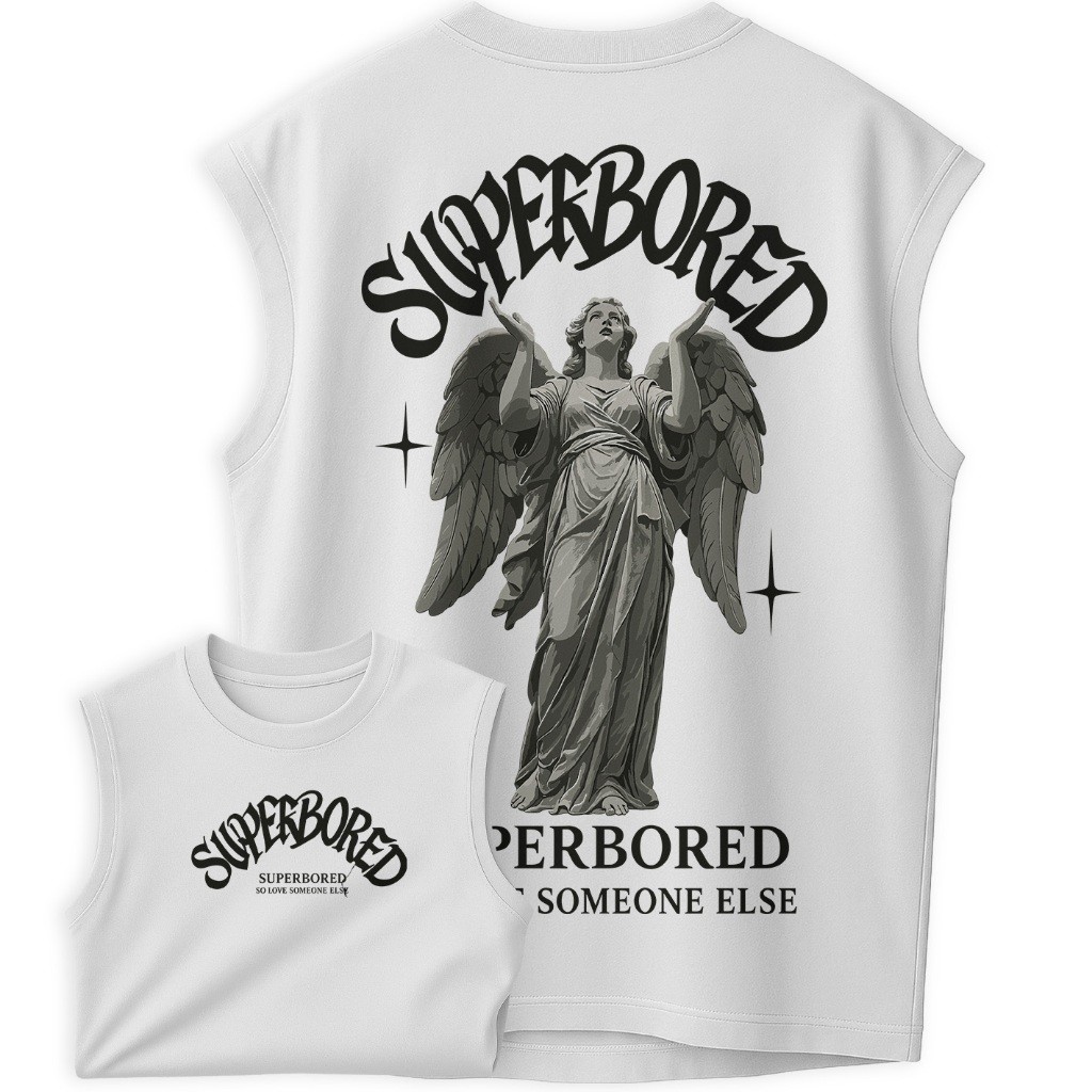 Regata camiseta cavada Oversized Camiseta Estilo Angelical Streetwear | Anjo Estátua Super Bored