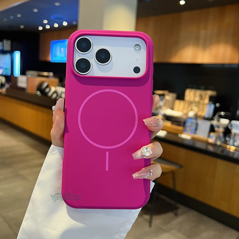 Luxo Silicone Líquido Capa De Carregamento Sem Fio Para iPhone 17 16 Pro Max Air 16E Traseira Magnética Anti-Queda em Oferta na Shopee