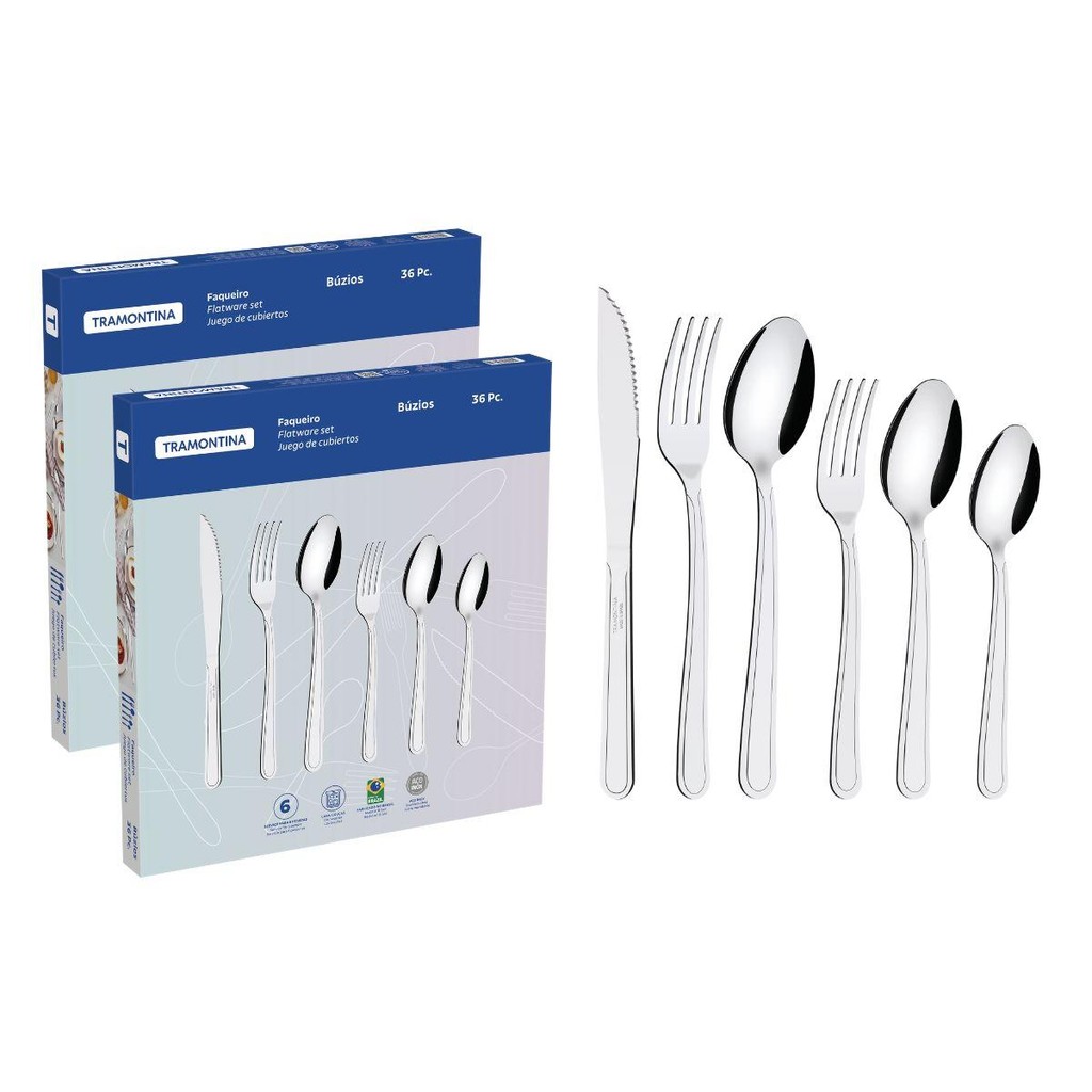 Faqueiro Buzios Aço Inox 72 Peças Tramontina em Oferta na Shopee