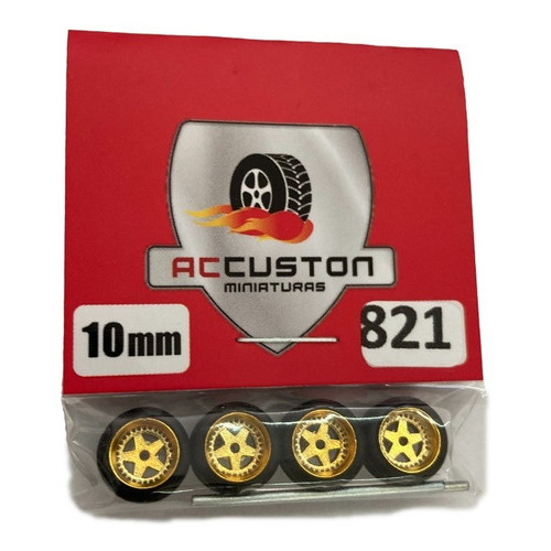 Rodas com pneu de borracha Para Customização de Hot Wheels Matchbox e Perfil Baixo 1/64  Ac Custon 10 mm modelo 821