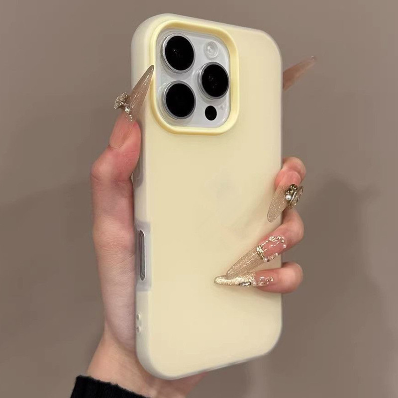 Capa De Telefone De Silicone Macio Fosco Doce Cor Para iPhone 17 16 15 14 13 12 11 Pro Max Plus Geléia 2 Em 1 Traseira em Oferta na Shopee