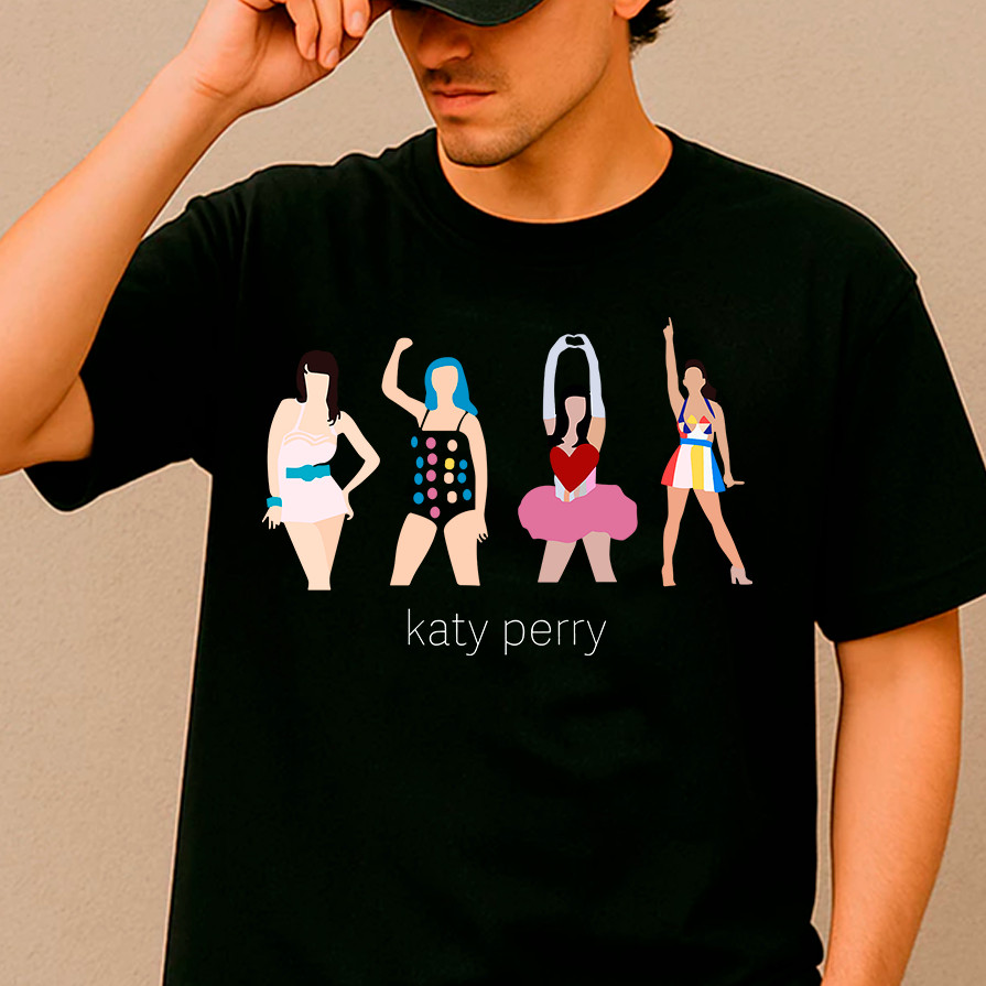 Camisa Básica Camiseta Katy Perry Lifetimes Cantora World Tour Versions Las Vegas Unissex em algodao